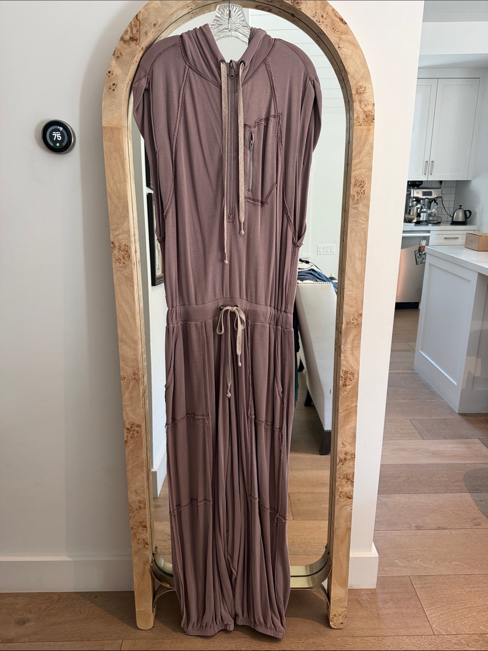 RARE Free People Movement Women’s Hooded Jumpsuit in Mauve - Relaxed Fit OSFA